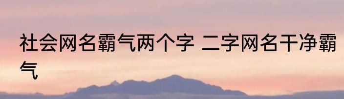 社会网名霸气两个字 二字网名干净霸气