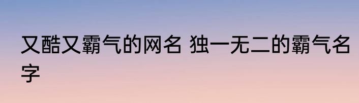 又酷又霸气的网名 独一无二的霸气名字