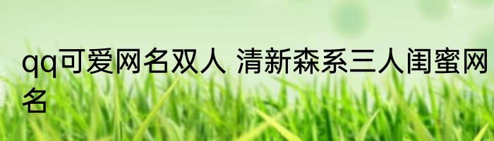 qq可爱网名双人 清新森系三人闺蜜网名