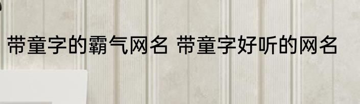 带童字的霸气网名 带童字好听的网名