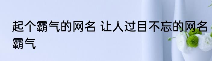 起个霸气的网名 让人过目不忘的网名霸气