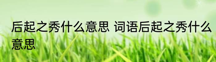 后起之秀什么意思 词语后起之秀什么意思