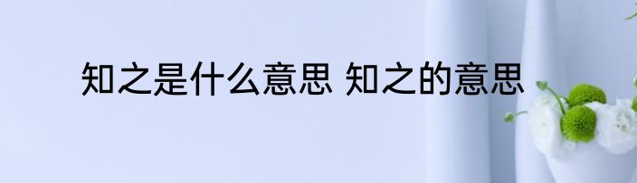 知之是什么意思 知之的意思