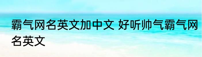 霸气网名英文加中文 好听帅气霸气网名英文