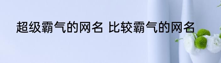 超级霸气的网名 比较霸气的网名