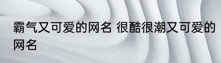 霸气又可爱的网名 很酷很潮又可爱的网名