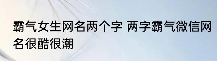 霸气女生网名两个字 两字霸气微信网名很酷很潮