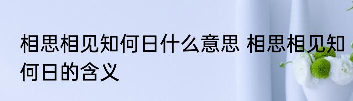 相思相见知何日什么意思 相思相见知何日的含义