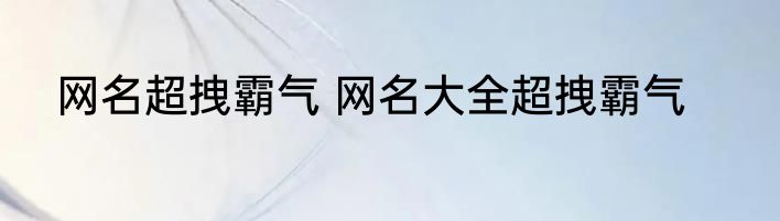 网名超拽霸气 网名大全超拽霸气