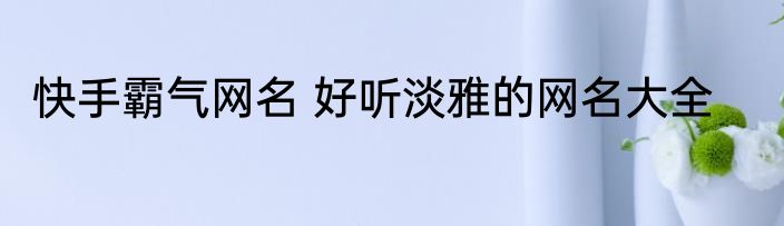 快手霸气网名 好听淡雅的网名大全