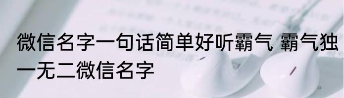 微信名字一句话简单好听霸气 霸气独一无二微信名字