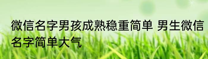 微信名字男孩成熟稳重简单 男生微信名字简单大气