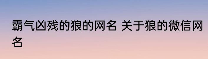 霸气凶残的狼的网名 关于狼的微信网名