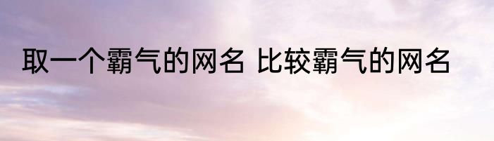 取一个霸气的网名 比较霸气的网名