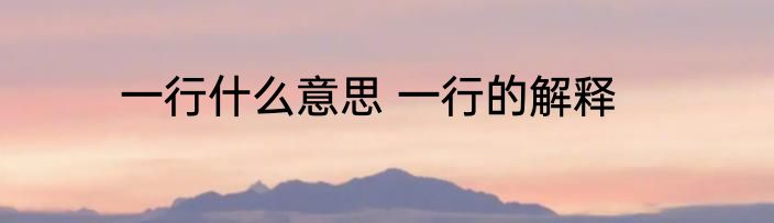 一行什么意思 一行的解释