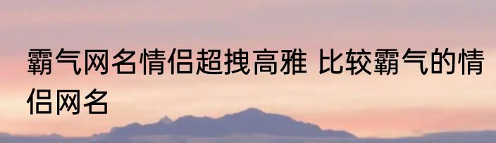 霸气网名情侣超拽高雅 比较霸气的情侣网名