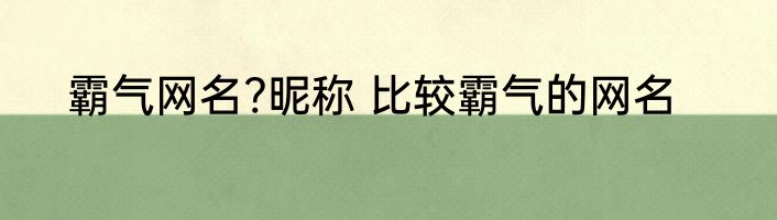 霸气网名?昵称 比较霸气的网名