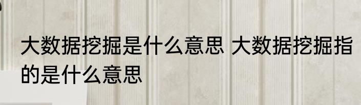 大数据挖掘是什么意思 大数据挖掘指的是什么意思