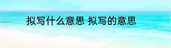 拟写什么意思 拟写的意思