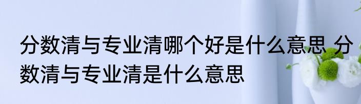 分数清与专业清哪个好是什么意思 分数清与专业清是什么意思