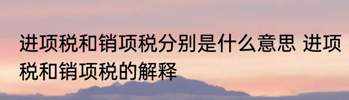 进项税和销项税分别是什么意思 进项税和销项税的解释