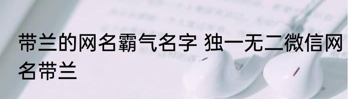 带兰的网名霸气名字 独一无二微信网名带兰