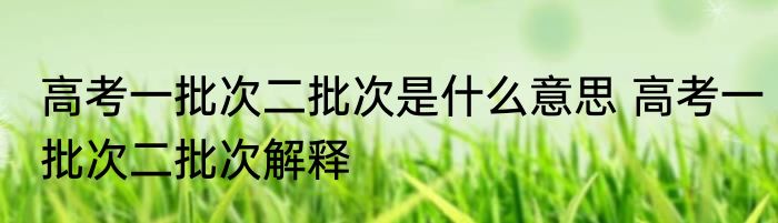 高考一批次二批次是什么意思 高考一批次二批次解释