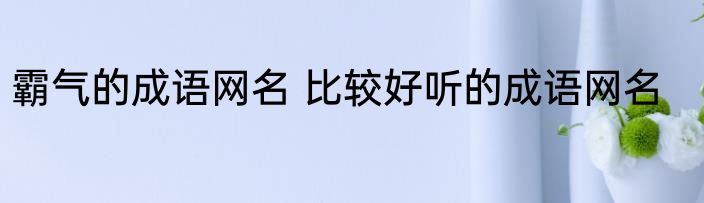 霸气的成语网名 比较好听的成语网名