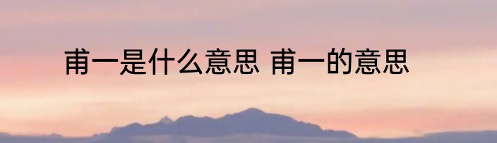 甫一是什么意思 甫一的意思