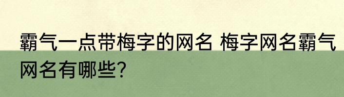 霸气一点带梅字的网名 梅字网名霸气网名有哪些？