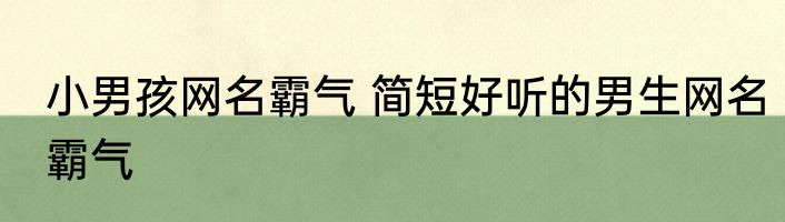 小男孩网名霸气 简短好听的男生网名霸气