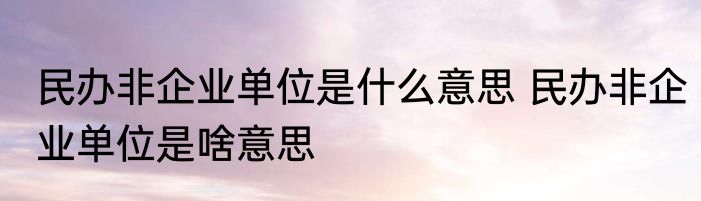 民办非企业单位是什么意思 民办非企业单位是啥意思