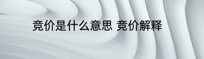 竞价是什么意思 竞价解释