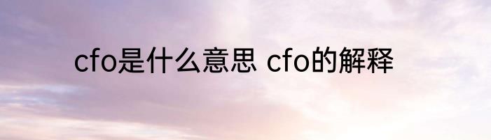 cfo是什么意思 cfo的解释