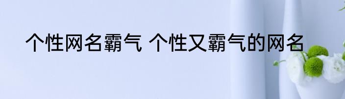 个性网名霸气 个性又霸气的网名