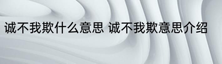 诚不我欺什么意思 诚不我欺意思介绍