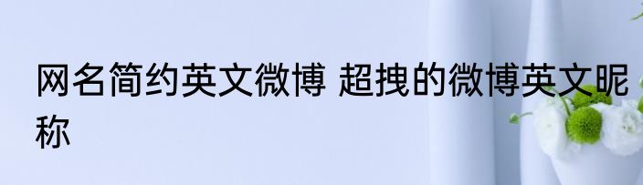 网名简约英文微博 超拽的微博英文昵称