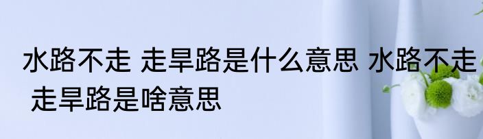 水路不走 走旱路是什么意思 水路不走 走旱路是啥意思