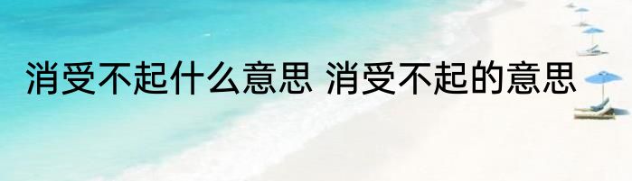 消受不起什么意思 消受不起的意思