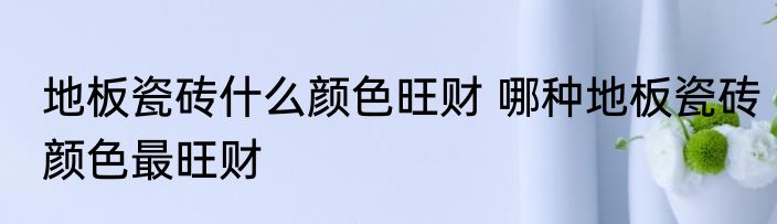 地板瓷砖什么颜色旺财 哪种地板瓷砖颜色最旺财