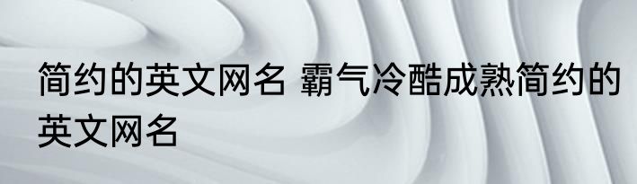简约的英文网名 霸气冷酷成熟简约的英文网名