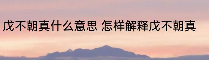 戊不朝真什么意思 怎样解释戊不朝真