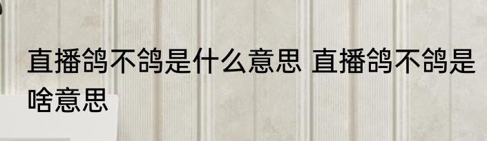 直播鸽不鸽是什么意思 直播鸽不鸽是啥意思