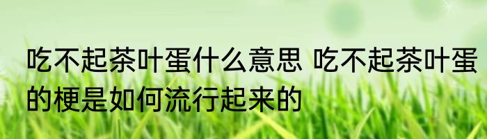 吃不起茶叶蛋什么意思 吃不起茶叶蛋的梗是如何流行起来的
