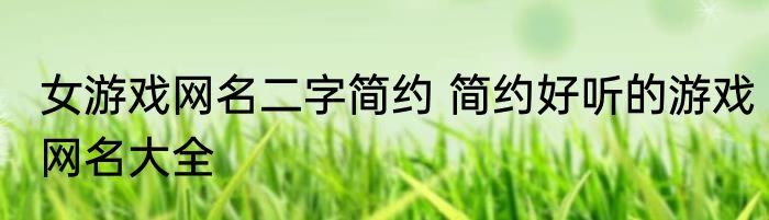 女游戏网名二字简约 简约好听的游戏网名大全