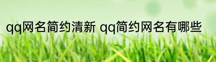 qq网名简约清新 qq简约网名有哪些