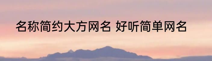 名称简约大方网名 好听简单网名