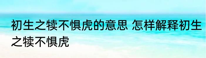初生之犊不惧虎的意思 怎样解释初生之犊不惧虎