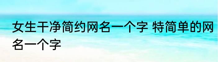 女生干净简约网名一个字 特简单的网名一个字
