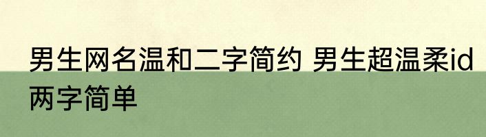 男生网名温和二字简约 男生超温柔id两字简单
